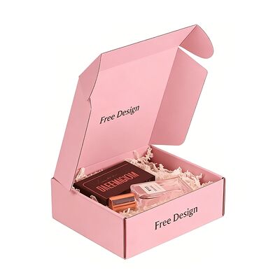 Venda a retalho de embalagens personalizadas impressas em cartão rosado corrugado