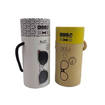 Embalagem de cilindro de papel de artesanato redondo Caixa de presente de tubo de papelão reciclável com alça