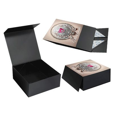 Caixa de embalagem de conjunto de vidro de banquete com acabamento de logotipo UV personalizado e fecho magnético dobrável