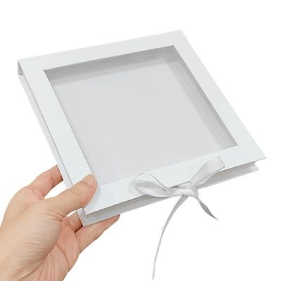 Embalagem de colar de cartão com solapa magnética personalizada ecológica com janela transparente