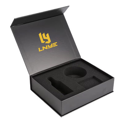 Fábrica por atacado Logotipo personalizado Magnético preto Magnético de luxo Embalagem de papel dobrável Caixa de presente de negócios