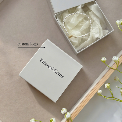 Caixa de presente de joias de casamento de luxo Logotipo personalizado Prensa de gaveta Armazenamento para anéis de noiva, brincos, colares