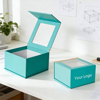 Caixas de presente de fechamento magnético personalizadas de alta qualidade feitas à mão com embalagem de janela Caixas de papel para chapéus e roupas